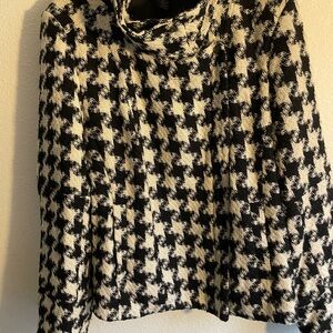 Lane Bryant Black and White Houndstooth Cowl Neck Sweater